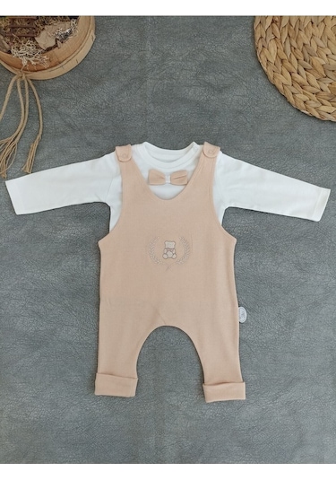 Vizon Rengi Kız Erkek Bebek Takımı - Oyuncaklı & Şapkalı 5'li Set - Altınbaşak - Pamuklu Ten Rengi