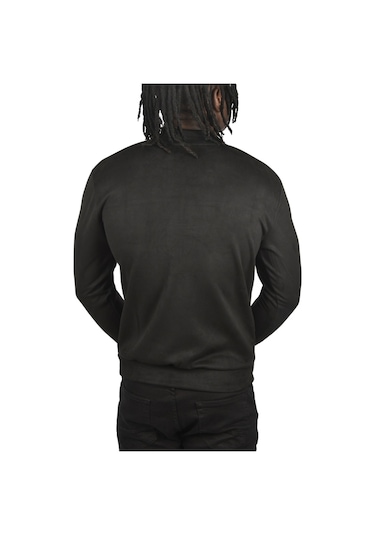 Deepsea Erkek Siyah Dar Kesim Likralı Fermuarlı Süet Kumaş Ceket İnce Mont 2504334 Siyah