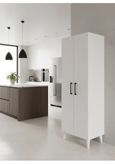 Aruat 6 Raf'lı Mutfak & Banyo Çok Amaçlı Kulanılabilen Kapaklı Dolap Beyaz