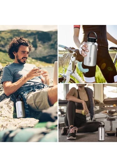 Lıxada 1050ml Paslanmaz Çelik Su Şişesi Sızdırmaz Spor Şişesi, 750ml Asılı Pot İle Bottle Only Gümüş