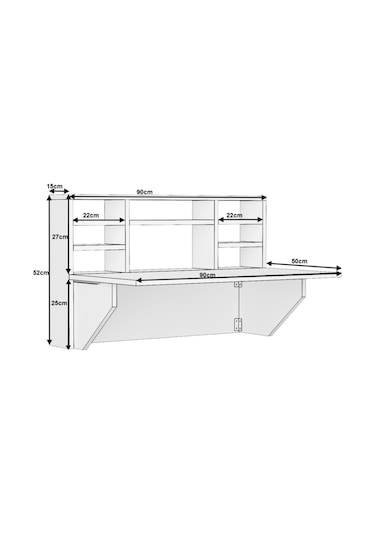 Dekorfim DF01104B Duvara Monte Pratik Katlanır Raflı Kırma Mutfak ve Yemek Masası
