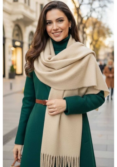Tezzgelsin Kadın Premium Soft Buklet Atkı Bej