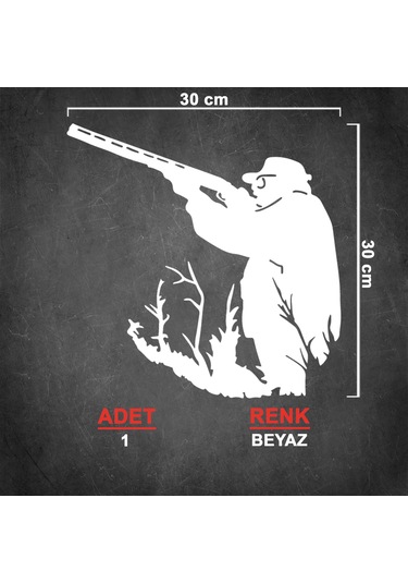 Avcı Sticker - Av Sticker - Hunter Sticker - 30cmx30cm - Beyaz