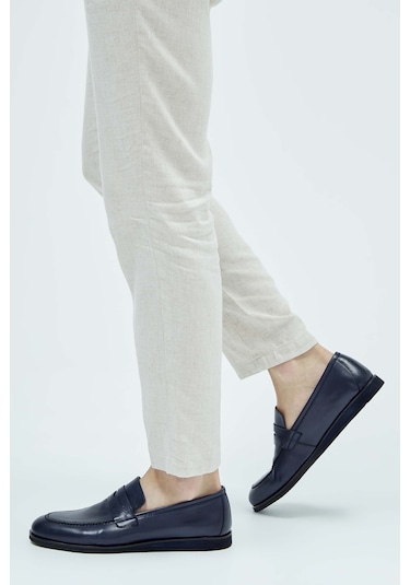 Tamer Tanca Erkek Hakiki Deri Lacivert Loafer Ayakkabı 537 3179 Erk Ayk Y23 Lacı Nappa Lacivert