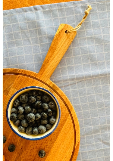 2 Li Doğal Ahşap Saplı Kayın Ağacı Bölmeli Sunum Tabağı 47x26/35