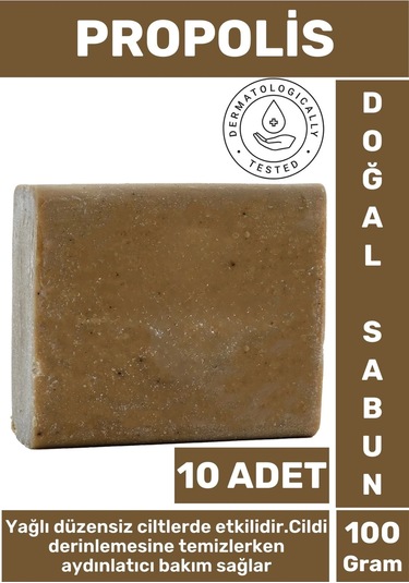 Özel Üretim Doğal Cilt Temizleyici Parlatıcı Nem Dengeleyen Yaşlanma Karşıtı Propolis Sabunu 10 Adet