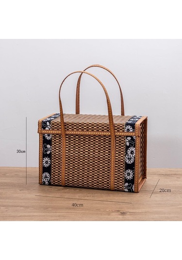 Tenfowee Katlanabilir Sepet: Piknik Ve Gıda Saklama İçin Zarif Ve Pratik Hasır Sepet Kahverengi