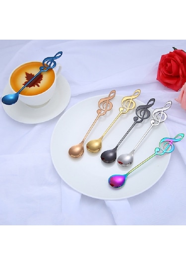 2 Adet Yaratıcı Nota Kahve Karıştırma Kaşığı Siyah