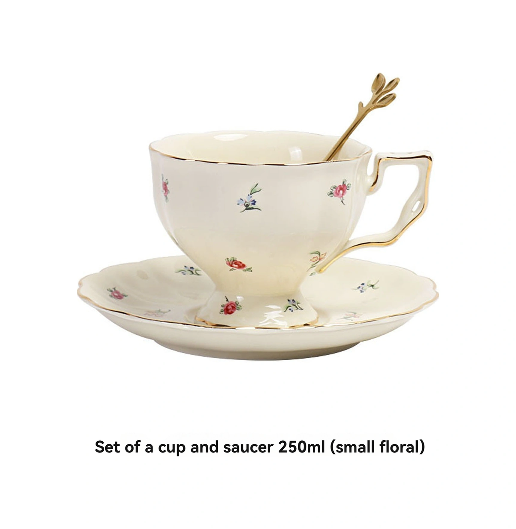 Moveevo Porselein Kupa Seti 250ml - Büyük Kapasiteli, Gümüş Kenarlı, Fincan+tabak+kaşık, Kahve/çay İçin, Restoran Kalitesi Beyaz