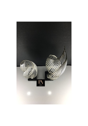 Gümüş H 2'li Ofis Metal Aksesuar Biblo Ev Salon Dekorasyon Obje