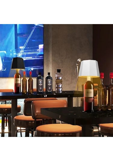 Chuangyinshop Siyah Sekizgen Şarap Şişesi Led Lamba, 3 Renk Dokunmatik, Usb Şarjlı, Pilli Dekoratif Aydınlatma