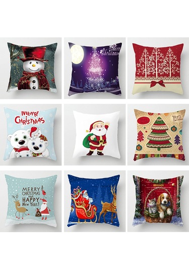 Cartoon Hand-painted Style Christmas Decorative Pillow No.119 Ekru