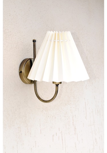 Pileli Başlıklı Duvar Apliği Eskitme Gold Krem