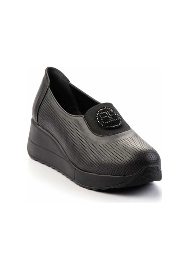 Siyah Hakiki Deri Kadın Casual Ayakkabı K01586391003 Siyah