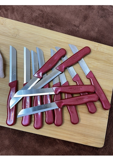 Kapris 12 Adet Meyve Bıçağı Seti Alman Model Kırmızı Slr01 Kırmızı