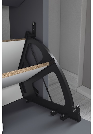 Bofigo Düşer Kapak Ayakkabılık Kayar Raflı Ayakkabılık 3 Bölmeli Ayakkabılık Melek Antrasit