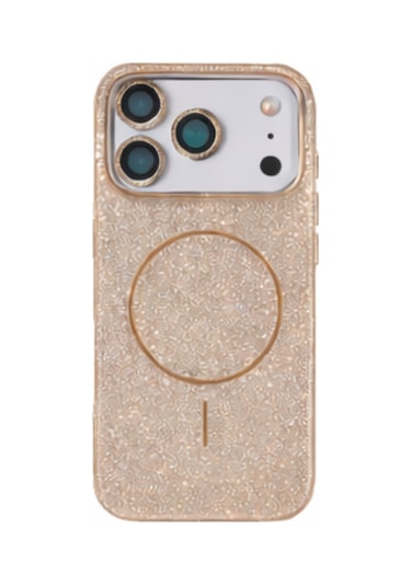 Apple Uyumlu iPhone 17 Magsafe Lens Koruma Camı li Simli Kutup Silikon Kılıf Desert