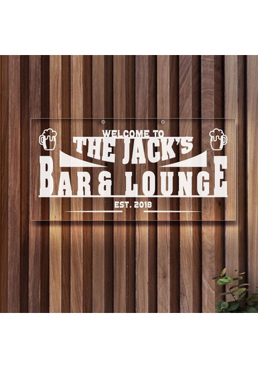 Bk Gift Kişiye Özel İsimli Akrilik Bar Tabelası 38x19cm -2, Home Bar Tabela, Duvar Dekoru Kobitmeyen138089 Bk Gift