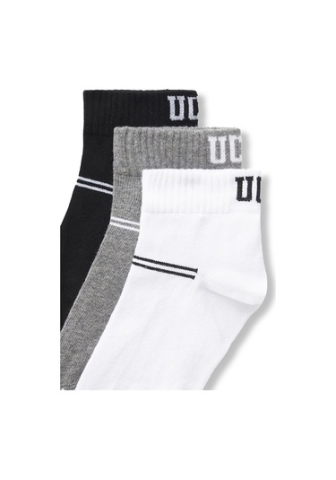 Brennus 3'lü Siyah Gri Beyaz Uzun Jakarlı Standard Fit Unisex Çorap Siyah Gri Beyaz