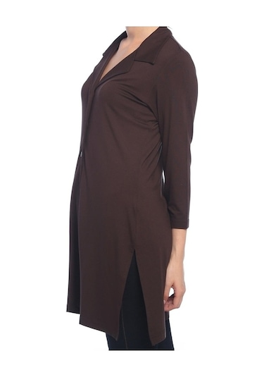 Bulalgiy Kadın Kahve Uzun Ceket-Hırka - Bga157872