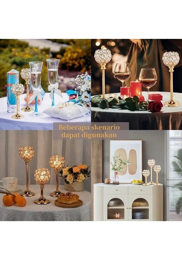 Novahub 3'lü Kristal Şamdan Seti - Lüks Dekor Ve Çok Amaçlı Kullanım, Etkileyici Ambiyans İçin