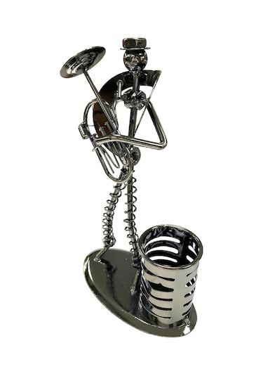 Tuba Çalan Adam Figürlü Masaüstü Metal Kalemlik 605716