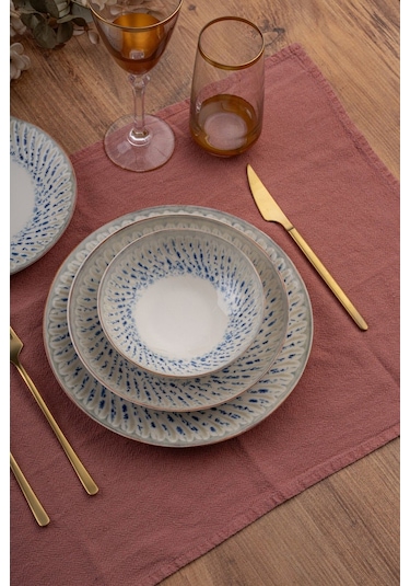 Güral Porselen Marine 24 Parça 6 Kişilik Porselen Yemek Takımı Desenli