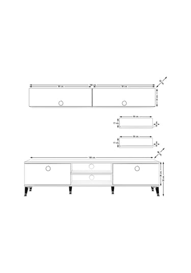 Decoraktiv Eko 5 Mdf Dvd Gold Tv Ünitesi Tv Sehpası Pera - Beyaz