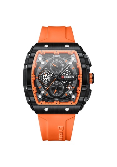 Curren 8442 Kırmızı Erkek Kol Saati Turuncu