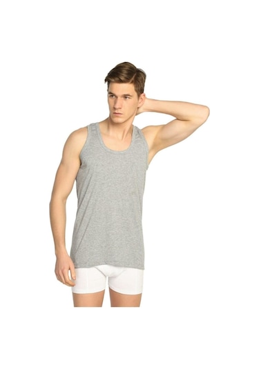 Nazar Yıldız Erkek Gri Askılı Klasik Pamuklu Atlet 1'Li Paket 001