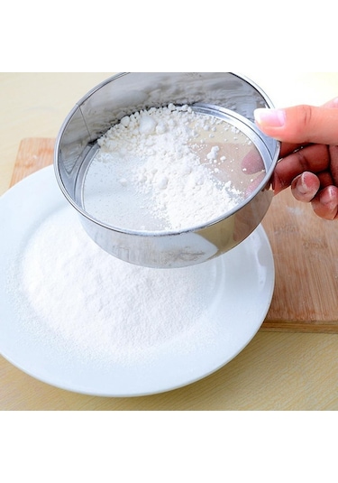 Paslanmaz Çelik Hasır Un Eleme Elek Elek Süzgeç Pişirme Mutfak Aracı Gümüş