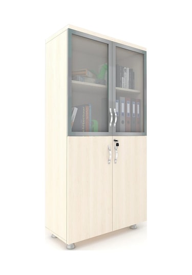 Modüler Dünyası 2 Cam Kapaklı Kilitli Dosya Dolabı Akça 80X38X153 Akçaağaç