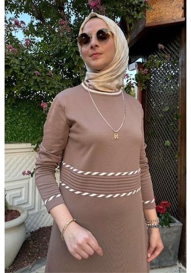 Samanyolu Kahve Triko Elbise Normal
