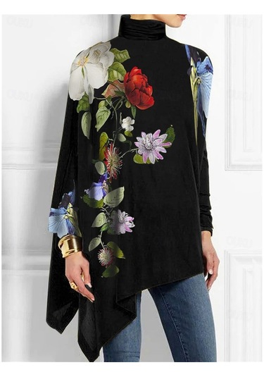 Kadın Balıkçı Yaka Uzun Kollu Dalgıç Bluz