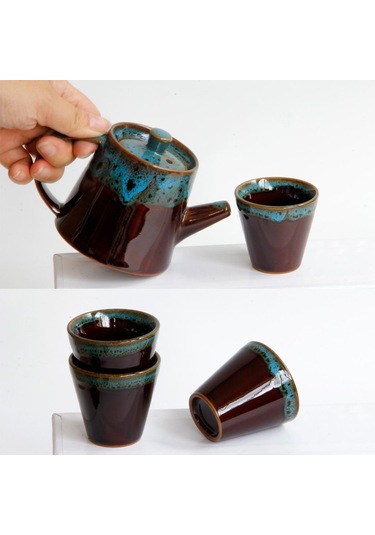 Homyl 7 Parça Seramik Sırlı Çay Bardakları & Mavi Mavi