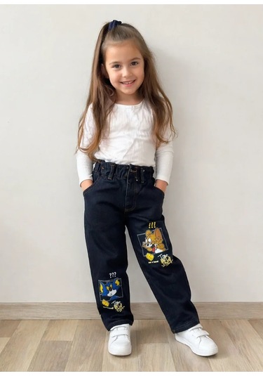 Kaizer Jeans Siyah Tom Desenli Çocuk Pantolonu
