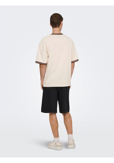 Only & Sons Classiques Caspian Erkek Krem Tişört 22037720-wty