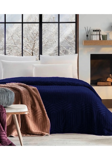 Özdilek Battaniye Prestıj Lacıvert Çift Kişilik Kutu