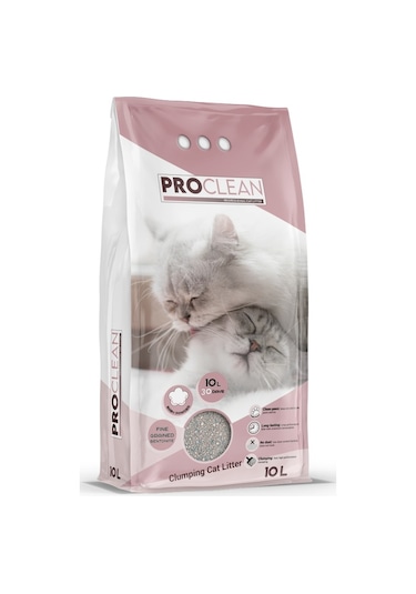 ProClean Bebek Pudrası Kokulu Kalın Taneli Topaklanan Bentonit Kedi Kumu 10 L