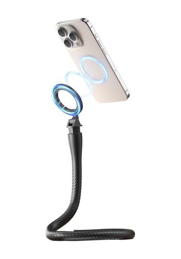 Maiyame Telesın P3-fm-01 Manyetik Esnek Telefon Tutucu: 16 Mıknatıslı, Serbest Bükülebilir, Kaymazsız Silikon, 1/4" Vidalama, 300g Yük Kapasitesi - Siyah