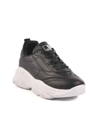 Siyah Beyaz Bağcıklı Kadın Sneaker Drk171 G Siyah-beyaz