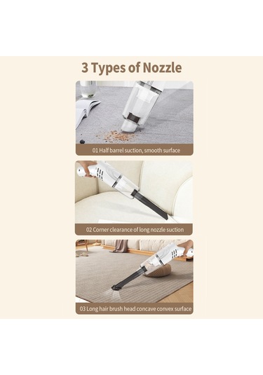 Singree Araba Elektrikli Süpürgesi Kablosuz El Araba Elektrikli Süpürgesi Güçlü Emiş Temizleme Fırçası İle Araba Ev