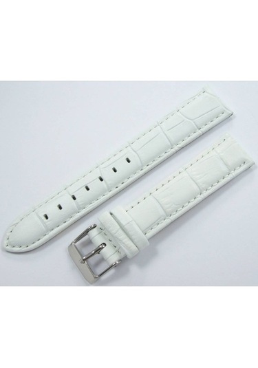 Bizon Deri Saat Kayışı 24Mm Beyaz Saat Kordonu Kroko Spor Kolçak