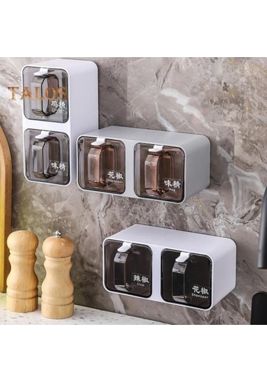 Novahub Gri Duvara Monte Baharat Kavanozları 300/600/900/1200 Ml Kaşıkla Düzenleme Kutusu Yerden Tasarruf Sağlayan Mutfak Depolama Ev Tedarik 1200ml 4 Gri Gri