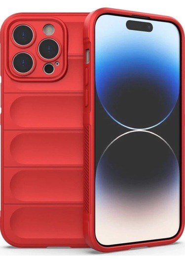 Mey İthalat Apple, Uyumlu iPhone 15 Pro Max Kılıf Optimum Silikon - Kırmızı