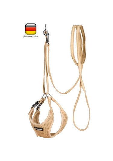 Yavru Köpek Tasması Puppy Harness 24 - 44 Cm Bej