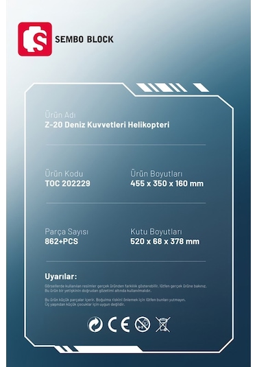 Sembo Block Z-20 Donanma Helikopteri 862 Parça Yapı Blokları  İle Uyumlu 202229