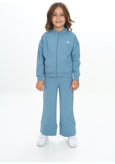 Toontoy Kız Çocuk Mood Nakışlı Eşofman Takım Koyu Mavi