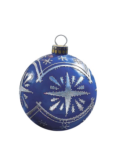 Hfambition Kış Mevsimi Dekorasyon Balonu 60cm Dış Mekan Pvc Şekerpare Desenli Hava Toyu - Mavi Kar Tanesi Çok Renkli