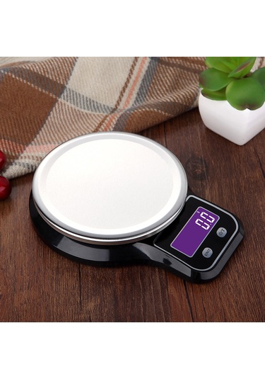 Monyee Ev Mutfak Dijital Terazi, Paslanmaz Çelik Tabla, Lcd Ekran, 5kg/1g Hassasiyet, Tare Fonksiyonu, Siyah Pil Dahil Değil Siyah